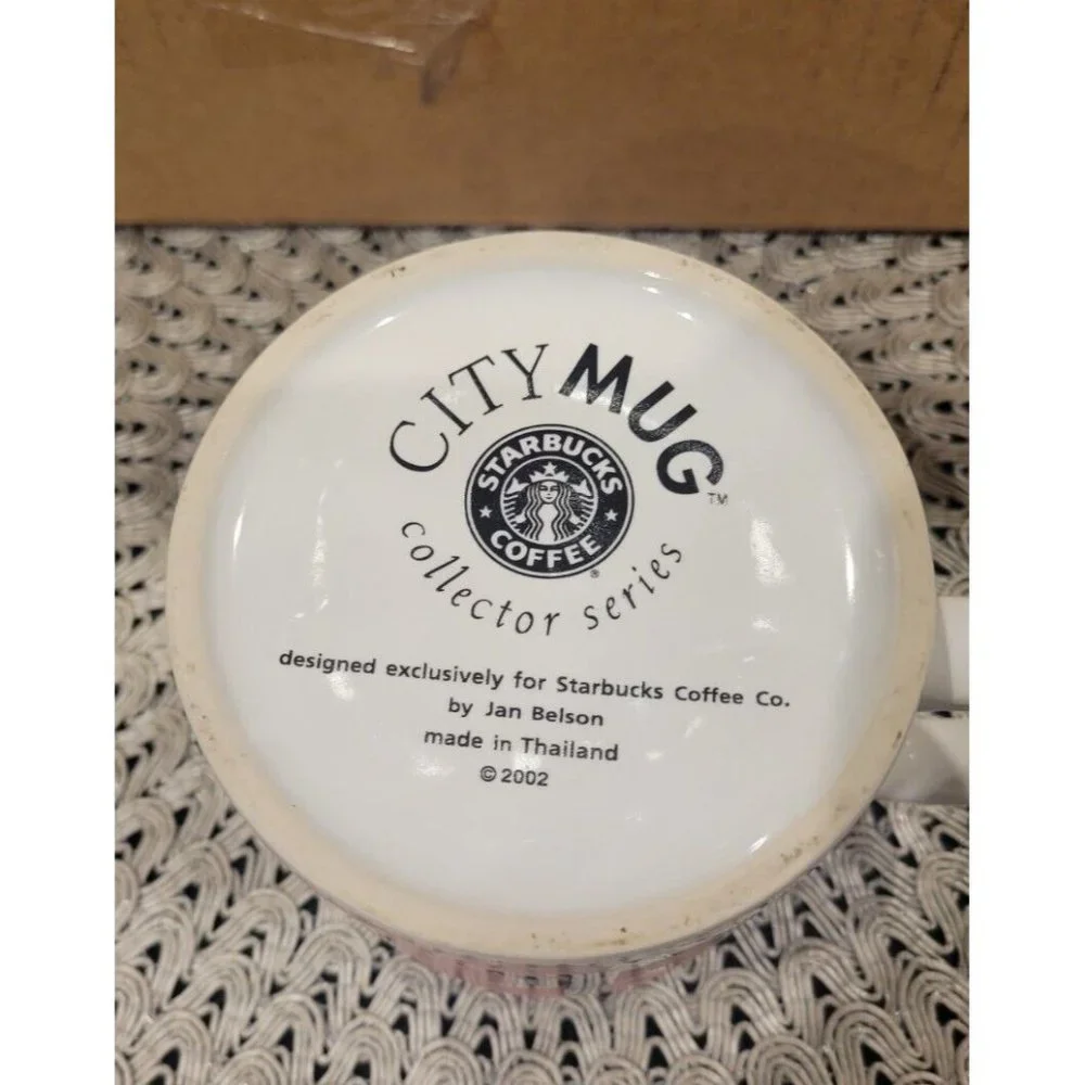 Starbucks Hong Kong City Mug‎ Collector Series 2002 Red Orchid Large White